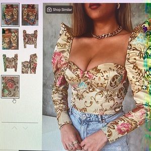 Floral print puff sleeve top